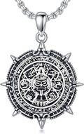 wholesale 925 Sterling Silver Aztec Lion Head Pendant with Spikes and Symbols on Chain Necklaces for Men s 46cm Length-0-0