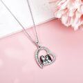 wholesale 925 Sterling Silver Heart Pendant with Hippo and Baby Charm Love You Forever Necklace Gifts for Women-0-3