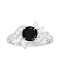 TOUPOP Sterling Silver Onyx Moissanite Women's Wedding Engagement Ring-0-1