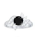 TOUPOP Sterling Silver Onyx Moissanite Women's Wedding Engagement Ring-0-1
