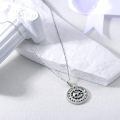wholesale 925 Sterling Silver Round Pendant with Gear and Abalone Shell Inlay - Gothic Steampunk Style Necklaces for Women Men Gifts-0-2