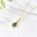 wholesale 18K Gold Plated 925 Sterling Silver May Birthstone Green Emerald Pendant Necklace-0-2
