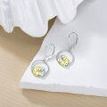 wholesale 925 Sterling Silver Hypoallergenic Gold & White Rabbit Heart Drop Earrings-0-2