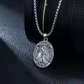 wholesale 925 Sterling Silver Oval Virgin Mary Pendant Necklace - Our Lady of Guadalupe Catholic Jewelry for Women and Men-0-3