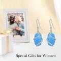wholesale 925 Sterling Silver Blue Opal Drop Dangle Earrings for Women, Hypoallergenic-0-3