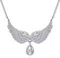 wholesale Gold 925 Sterling Silver CZ Angel Wing Pendant Necklace for Women and Girls s-0-0