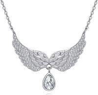 wholesale 925 Sterling Silver CZ Angel Wing Pendant Necklace for Women and Girls s-Angel Wings-02