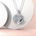 wholesale 925 Sterling Silver Tree of Life Rainbow Crystals Chakra Pendant Necklace for Women-0-1