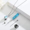 wholesale 925 Sterling Silver Teardrop Blue Opal Cremation Jewelry Keepsake Pendant Necklace with Funnel and Fill Tool for Ashes Memorial Gifts for Men & Women-0-1
