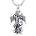 wholesale 925 Sterling Silver &  Saint Michael Pendant Cross Necklace for Men Women  24 Chain-0-0