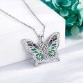 wholesale 925 Sterling Silver Butterfly Shell Inlay Pendant Necklace - Cute Jewelry for Women Animal Lovers-0-2