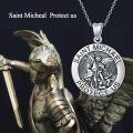 wholesale 925 Sterling Silver Saint Michael Protect Us Medal Necklace Catholic Religious s for Men Women Boys Girls-0-5