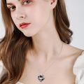 wholesale 925 Sterling Silver Heart-Shaped Black Crystal with Roses and Gothic Skeleton Pendant Necklaces for Women Men  45cm Chain Length-0-1