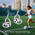 wholesale 925 Sterling Silver Heart-Shaped Soccer Ball Drop Earrings - Sporty Gift for Her-0-3