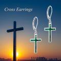 wholesale Sterling Silver Cross Leverback Dangle Drop Earrings for Women Men-0-16