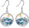 wholesale 925 Sterling Silver Abalone Shell Cactus Mountain Drop Earrings-0-0