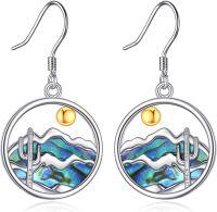wholesale 925 Sterling Silver Abalone Shell Cactus Mountain Drop Earrings-Mountain Abalone Shell