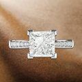 TOUPOP Sterling Silver D Color Vvs1 Moissanite Princess Cut Ring-0-4
