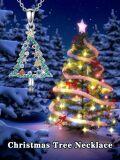wholesale 925 Sterling Silver Multicolor Crystal Christmas Tree Pendant Necklace for Women Girls -0-2