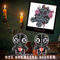 wholesale 925 Sterling Silver Plated Rose Gold Metal Voodoo Doll Stud Earrings - Gothic Horror Style Skeleton Heart Pendant Jewelry for Women Girls 2 Pcs Set-0-15