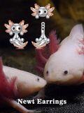 wholesale 925 Sterling Silver Axolotl Stud Earrings with Maple Leaf Design - Cute Animal  for Women Girls-0-3