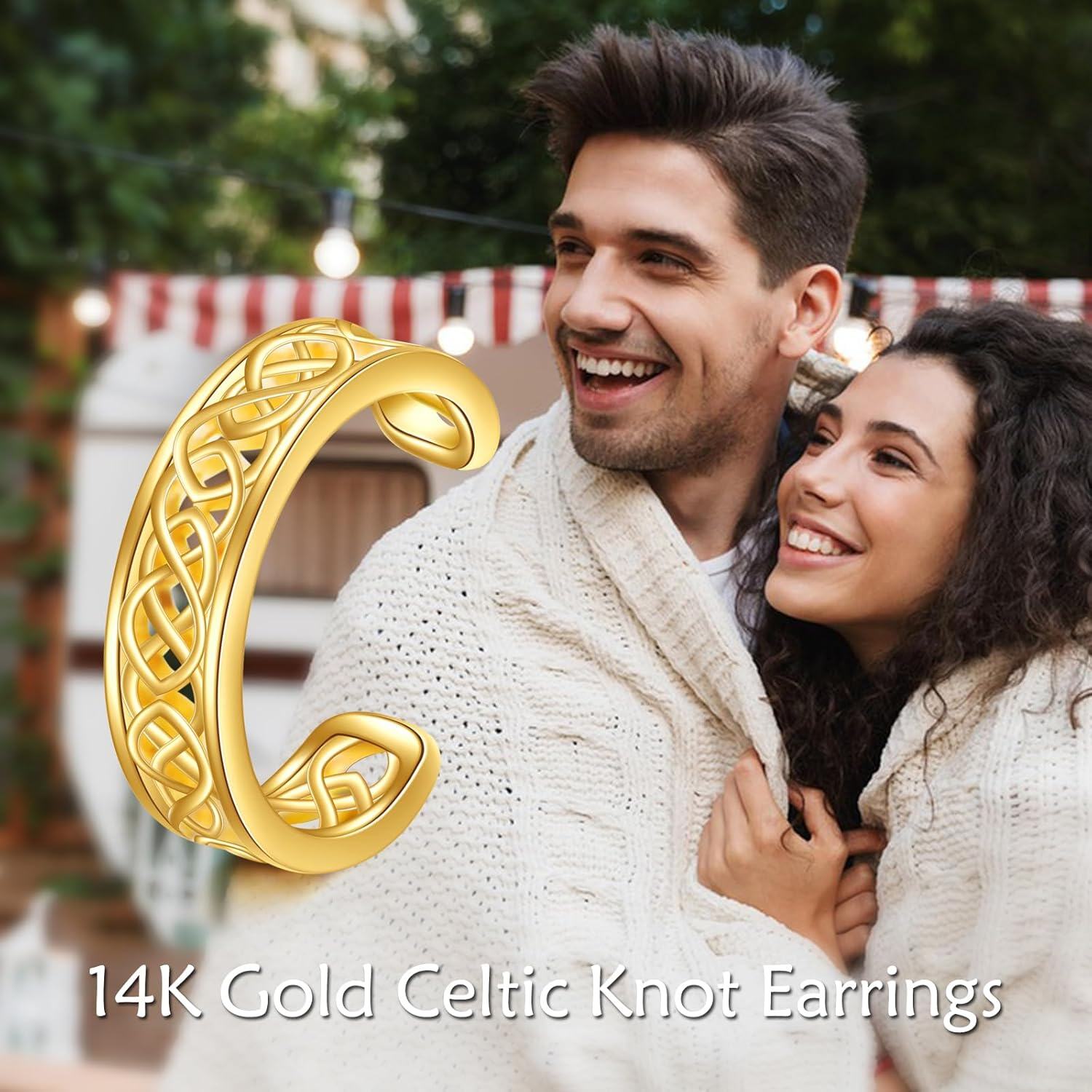 Gold Celtic Knot Design Non-Piercing Ear Wrap Cuffs for Women-0-5