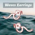 wholesale Sterling Silver Ocean Wave Stud Earrings for Women Girls-0-10
