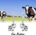 wholesale 925 Sterling Silver Cow Shape Black Crystal Drop Earrings for Women Girls  4cm Length-0-2