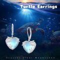 wholesale 925 Sterling Silver Heart-Shaped Turtle & Coral Blue Moonstone Drop Earrings for Women Gift Idea-0-4
