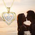 wholesale 14K Gold & Double Heart Moissanite Pendant Necklace for Women - 16-18 inch Chain Length-0-5