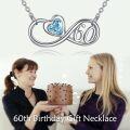 wholesale 925 Sterling Silver Blue Topaz Infinity 50th Anniversary Heart Pendant Necklace for Women-0-5