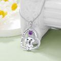 wholesale 925 Sterling Silver Birthstone Dog Heart Necklace Puppy Gift for Women-0-1