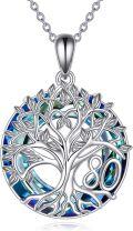 wholesale 925 Sterling Silver Blue Crystal Tree of Life Necklace - 20mm Pendant, 18 Chain-0-0