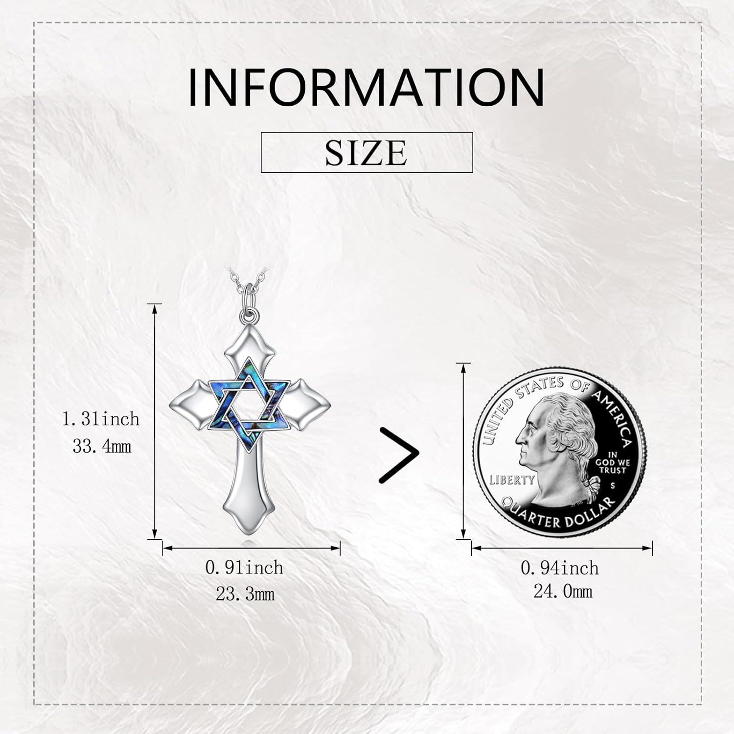 wholesale 925 Sterling Silver Blue Abalone Shell Star of David Cross Pendant Necklace-0-1