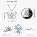 wholesale 925 Sterling Silver Blue Crystal Butterfly Pendant Necklace - PTSD Awareness s for Women-0-2