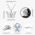 wholesale 925 Sterling Silver Blue Crystal Butterfly Pendant Necklace - PTSD Awareness s for Women-0-2
