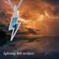 wholesale 925 Sterling Silver Abalone Shell Lightning Bolt Pendant Necklaces for Men & Women-0-4