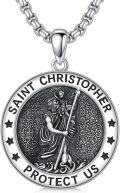 wholesale 925 Sterling Silver St Christopher Protect Us Medal Pendant Necklace s-0-0
