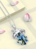 wholesale 925 Sterling Silver & Abalone Shell Cute Ghost Pendant Necklace, Halloween Christmas Birthday Gift-0-4