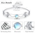 wholesale 925 Sterling Silver & Rainbow Moonstone Adjustable Bracelet - Lunar Phases s for Her-0-3
