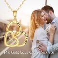 wholesale 14K Gold I Love You Forever Heart Cross Pendant Necklace for Women-0-4