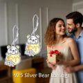 wholesale 925 Sterling Silver Bear Dangle Earrings with Honeycomb and Flowers s for Women-0-2