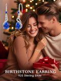 wholesale Sterling Silver Sapphire Teardrop Dangle Earrings, September Birthstone Jewelry for Women, 22x8mm-0-2