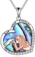 wholesale 925 Sterling Silver Heart Shaped Abalone Shell Love You Forever Dog Pendant Necklace for Women and Girls-0-0