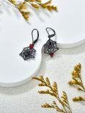 wholesale 925 Sterling Silver Spider Web Heart Drop Leverback Earrings-0-2