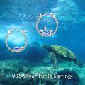 wholesale 925 Sterling Silver Turtle Hoop Earrings with Blue Opal for Women Gifts-0-2
