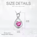 TOUPOP Sterling Silver Pink Tourmaline Infinity Love Moon Pendant Necklace-0-5