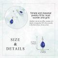 wholesale 925 Sterling Silver Natural Lapis Lazuli Teardrop Dangle Earrings for Women Girls Gift Jewelry 48mm Long-0-3