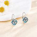 wholesale 925 Sterling Silver Blue Stone Celtic Knot Leverback Earrings for Women-0-1