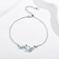 wholesale 925 Sterling Silver Bracelet With Green Leaves And Moonstone Centerpiece-0-1